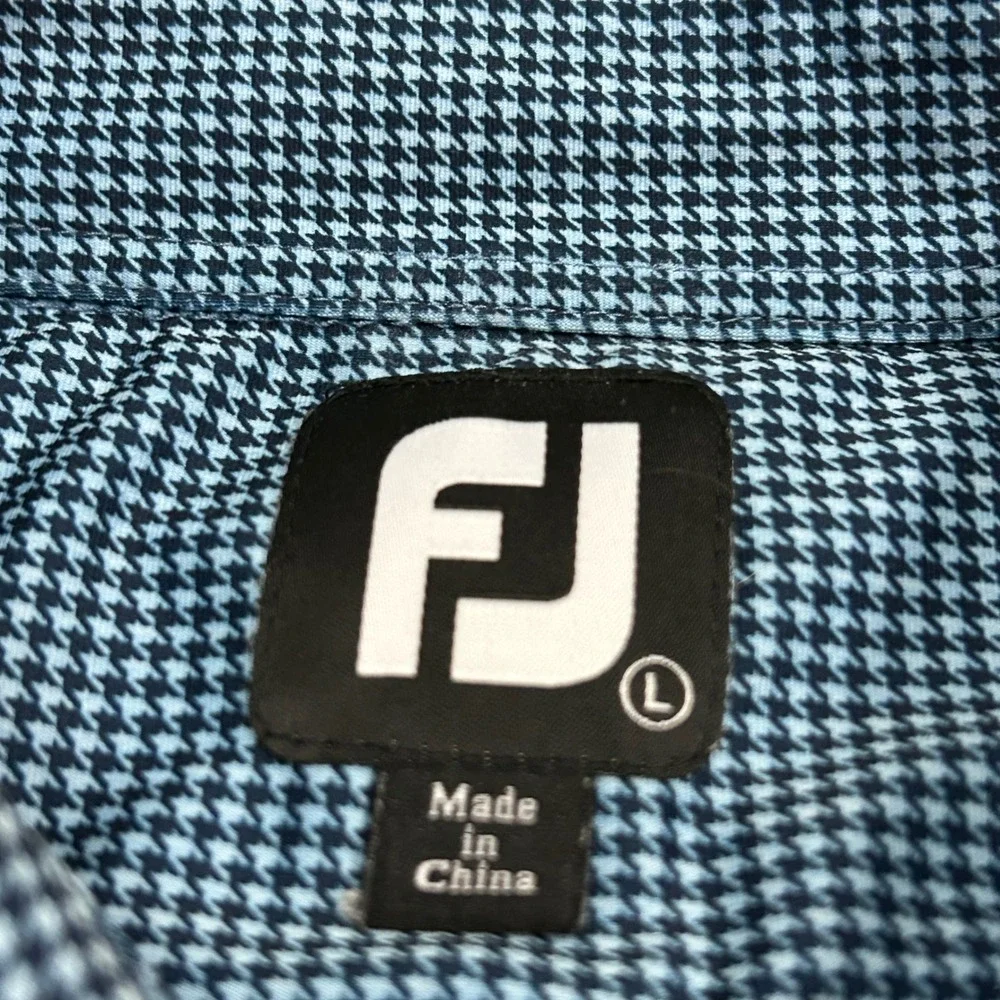 FootJoy Golf Polo Large Blue Houndstooth Teeth of the Dog Casa de Campo Shirt - Picture 7 of 10